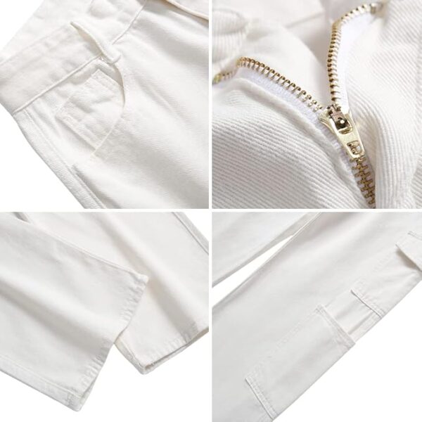Women's High Waisted Cargo Jeans - Image 4