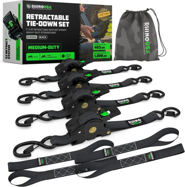 Retractable Ratchet Straps (4-Pack)